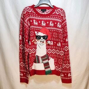 Blizzard Bay Ugly Christmas Sweater Size Large Festive Llama Holiday‎ Red NWT